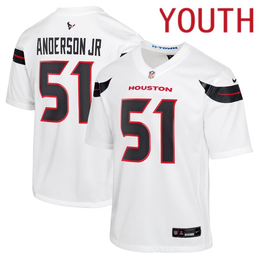 Youth Houston Texans #51 Will Anderson Jr. Nike White Game NFL Jersey->->Youth Jersey